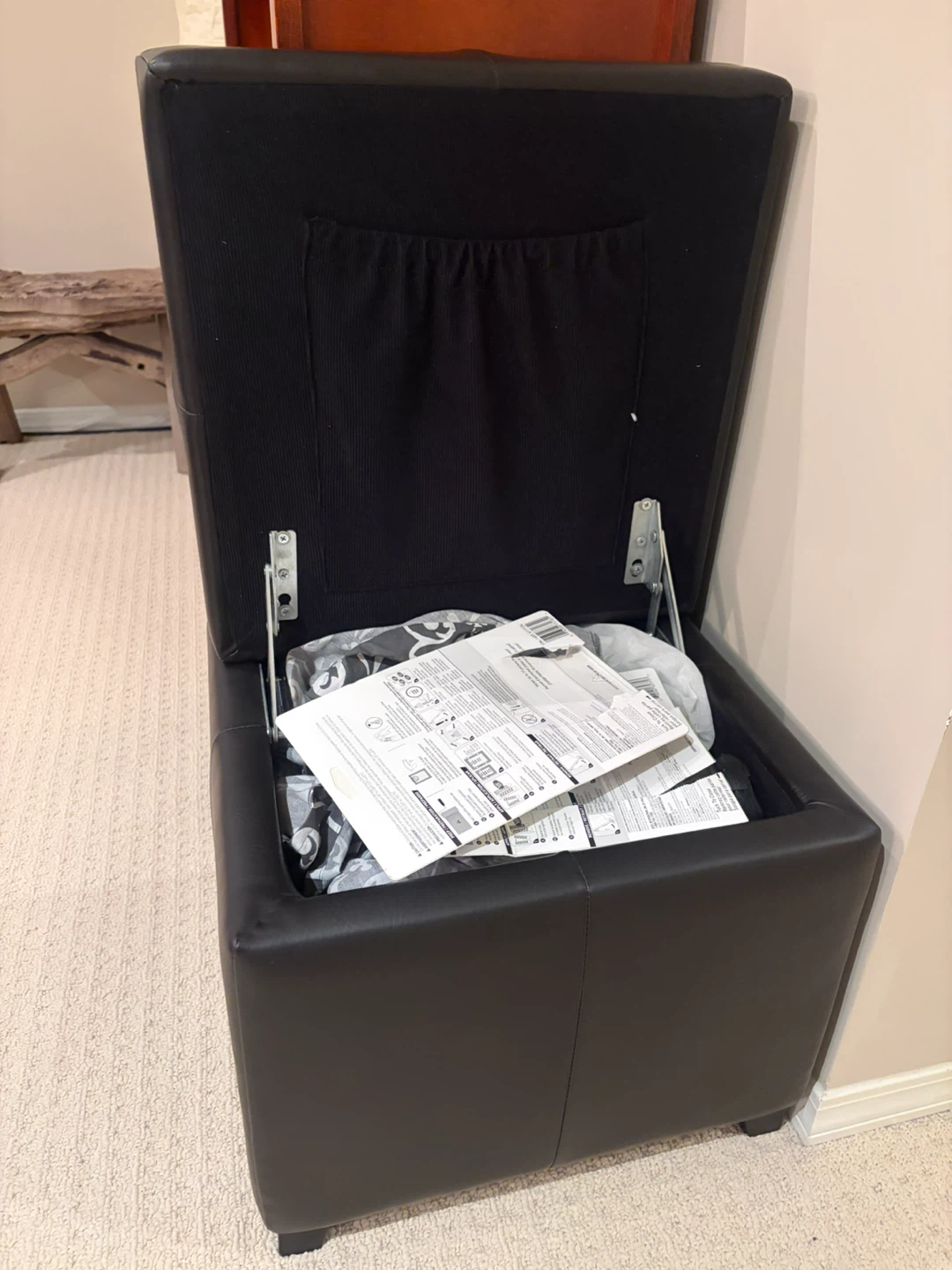 Black Storage Ottoman - photo 4