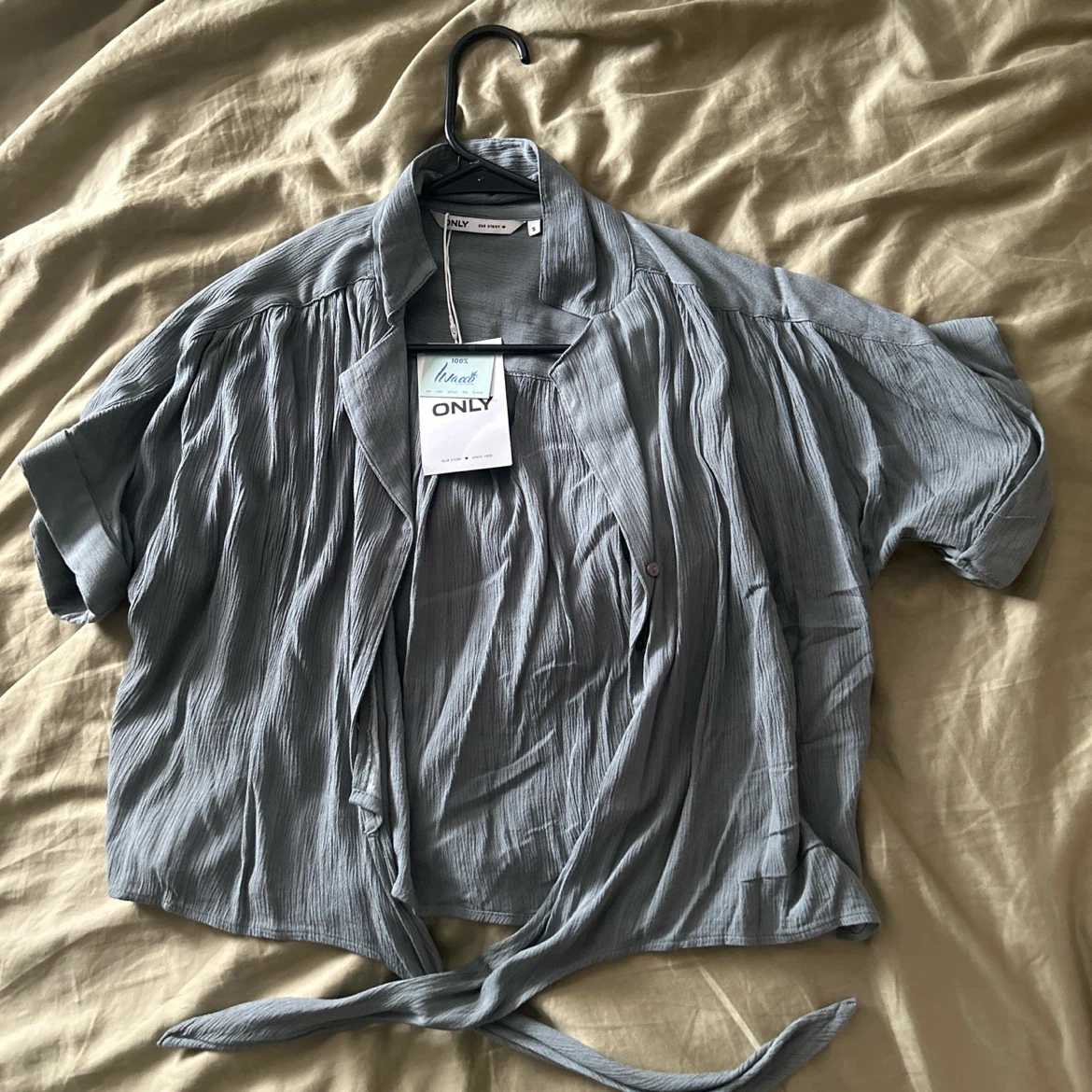 ONLY Women's Grey Tie-Front Blouse