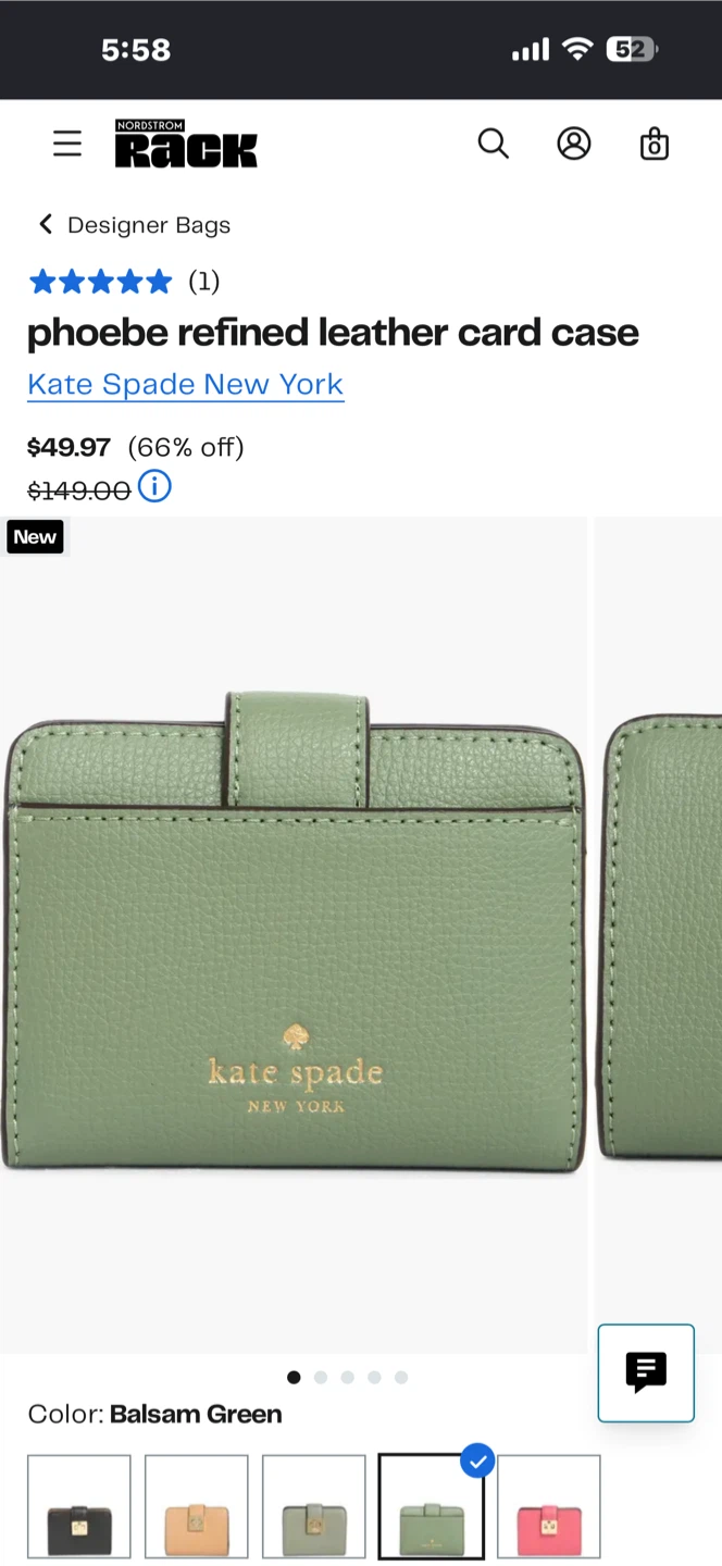 Kate Spade Phoebe Refined Leather Card Case - Balsam Green - photo 2