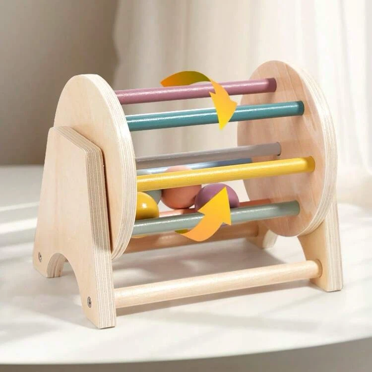 Montessori Style Wooden Rainbow Roller Toy with Balls - photo 2