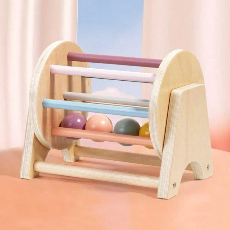 Montessori Style Wooden Rainbow Roller Toy with Balls - photo 3