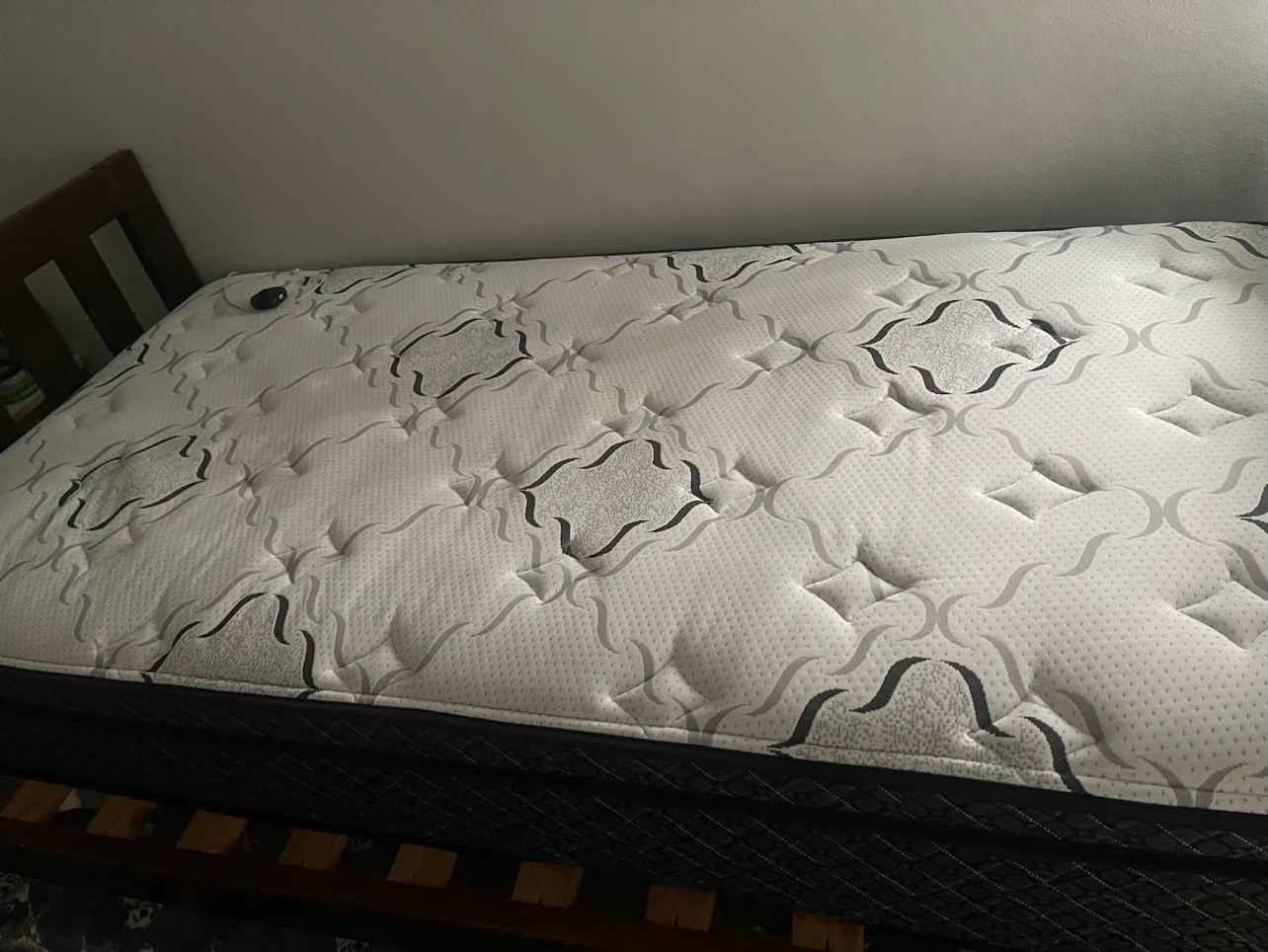 Dark Brown Wooden Bed Frame and Mattress - photo 2