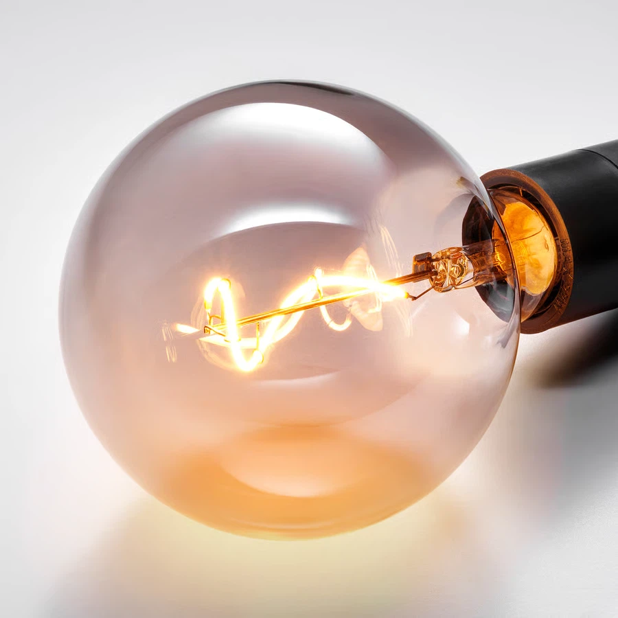 IKEA LED E26 140 lumen, globe gray glass, 125 mm/5"