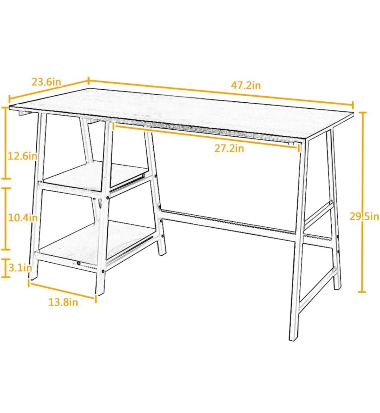 Computer Desk with Shelves - White Frame - photo 2
