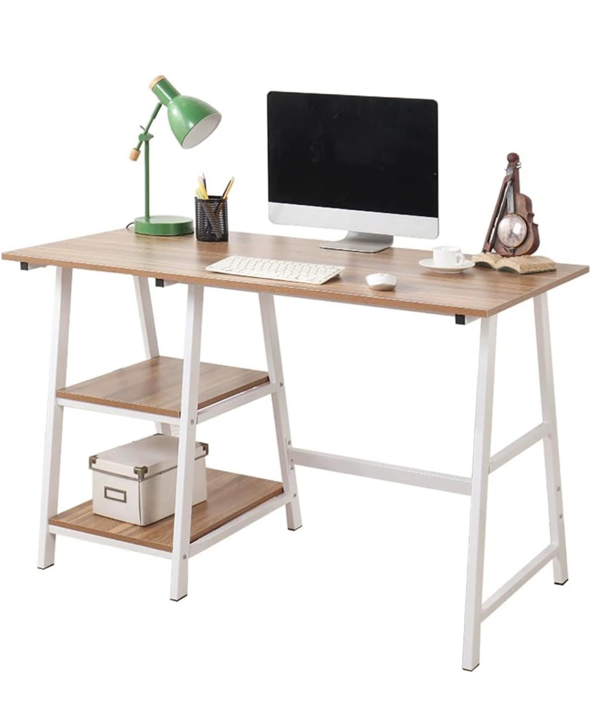 Computer Desk with Shelves - White Frame - photo 3