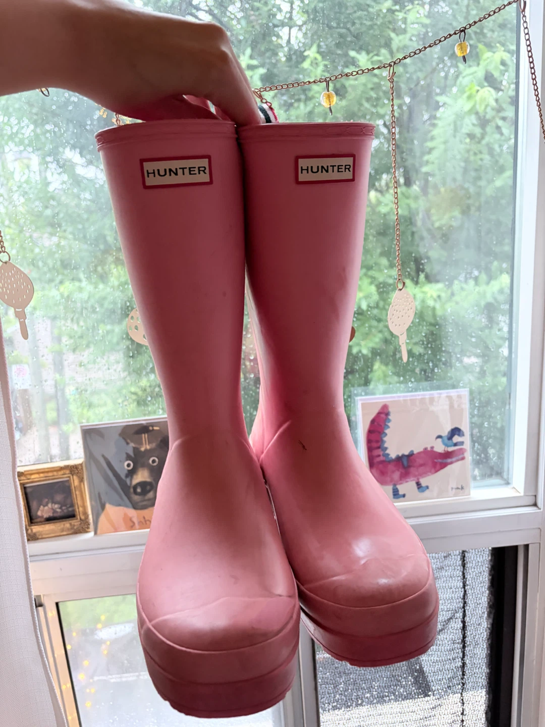 Hunter Pink Rubber Rain Boots
