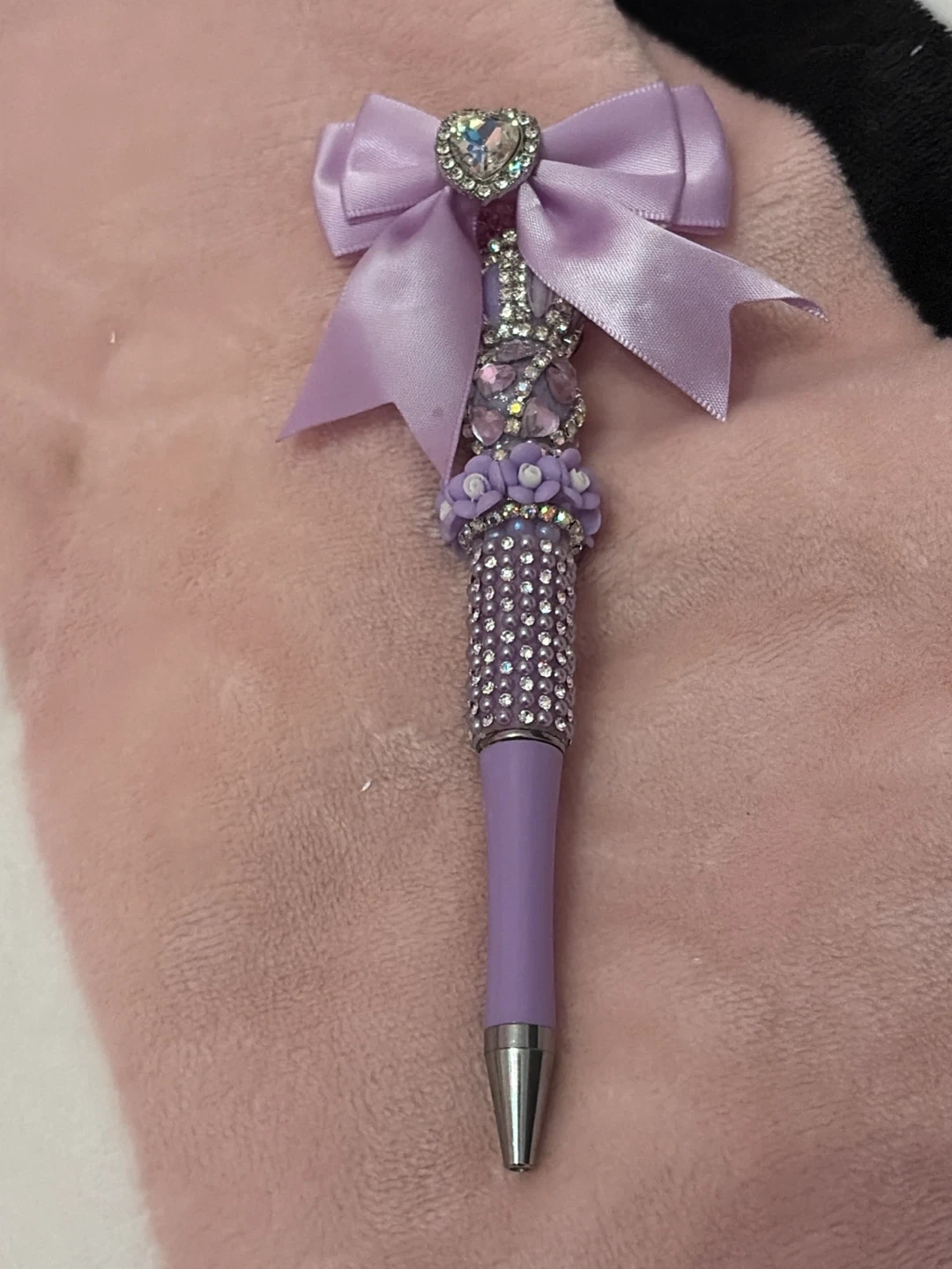 Purple Rhinestone Bow Pen