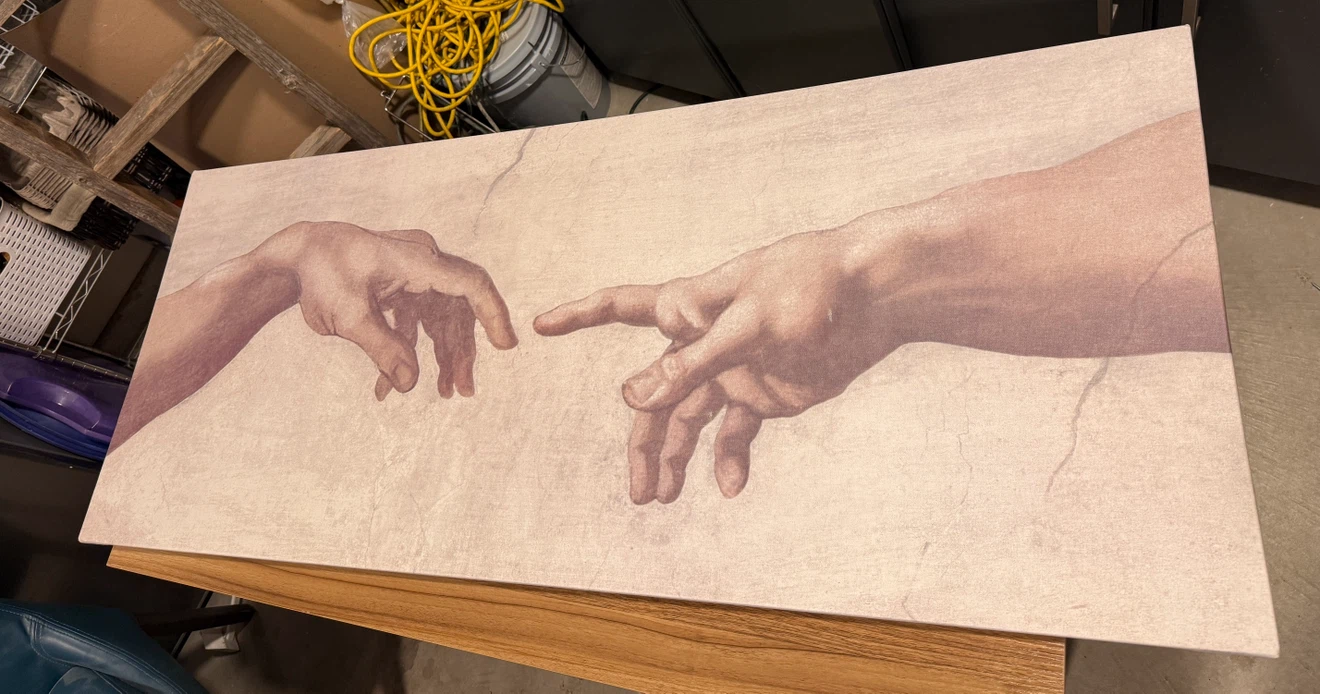 The Creation of Adam Canvas Print with Frame