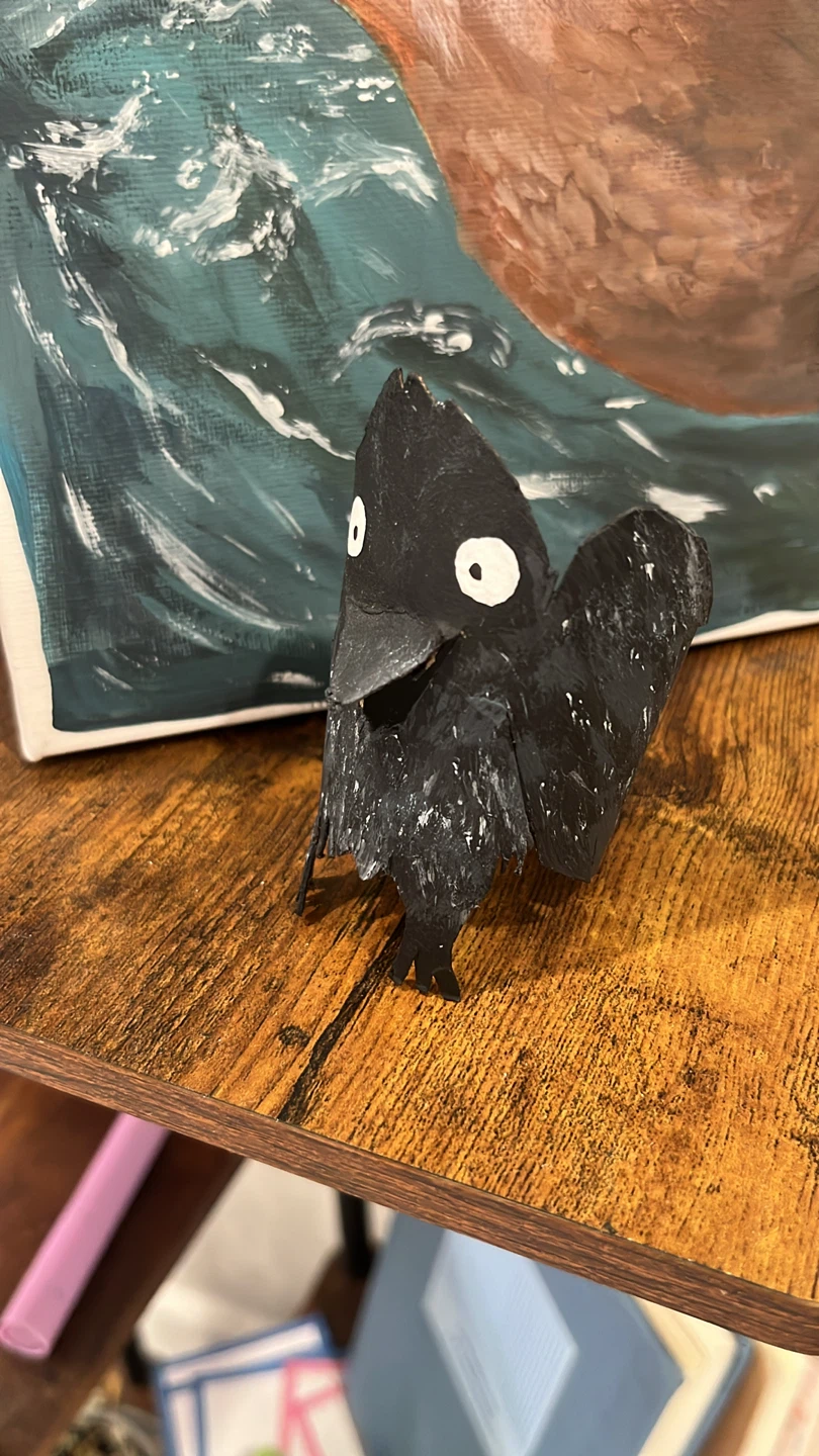 Handmade Black Bird Figurine