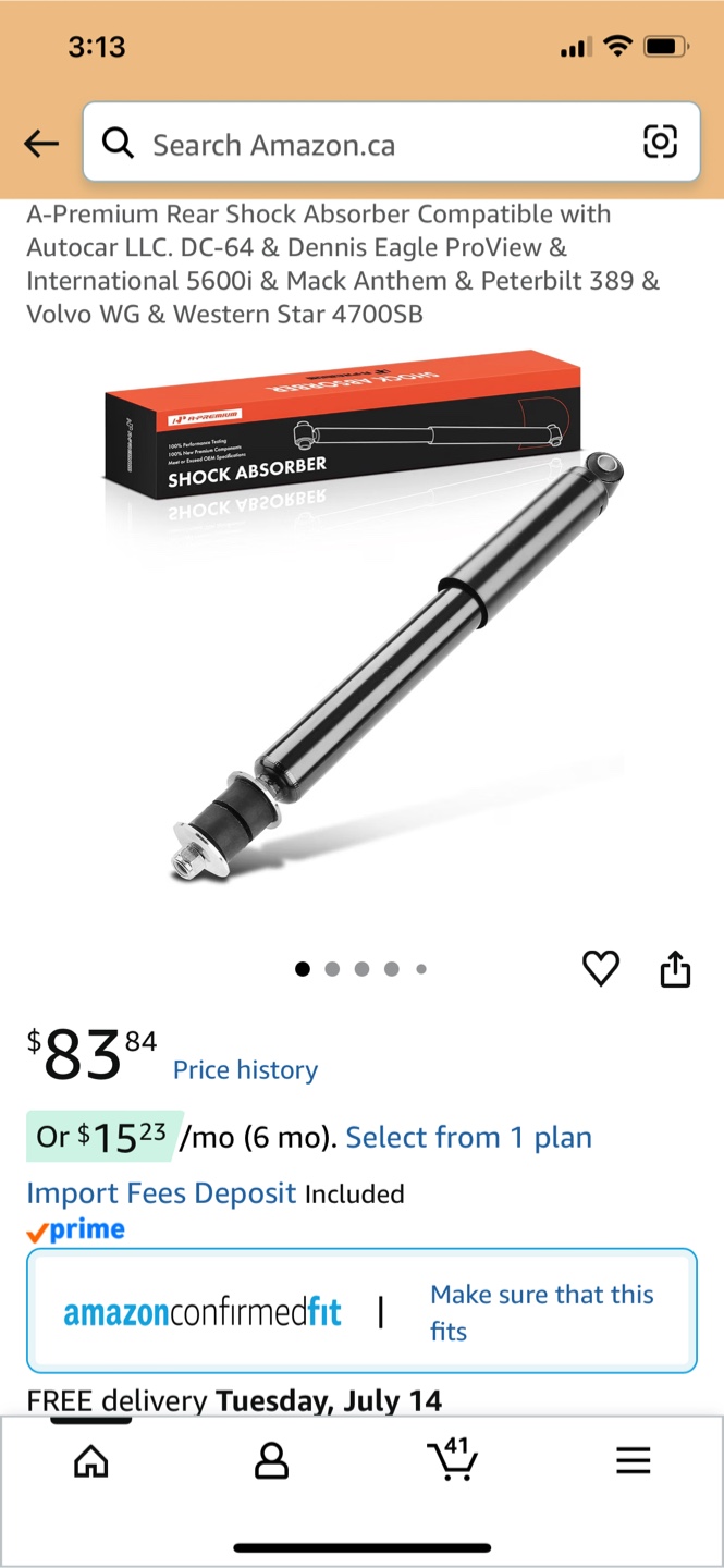 A-Premium Rear Shock Absorber for Autocar LLC, Peterbilt, Volvo