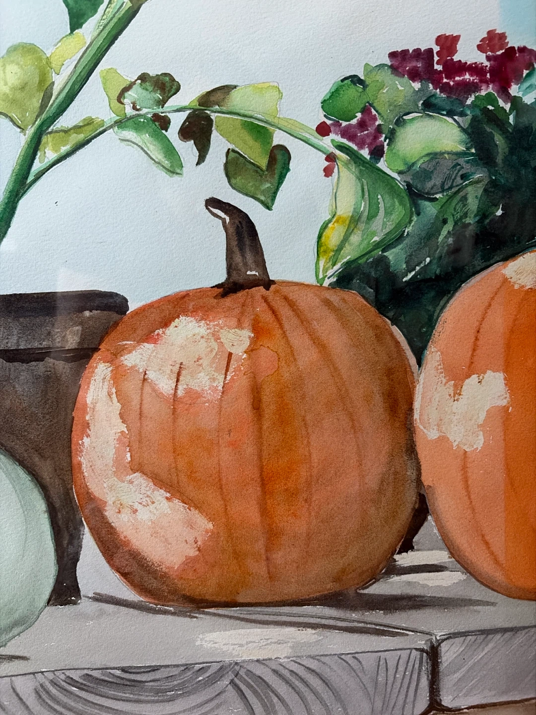Still Life of Squash & Pumpkins on Wooden Surface  (Signed) - photo 4