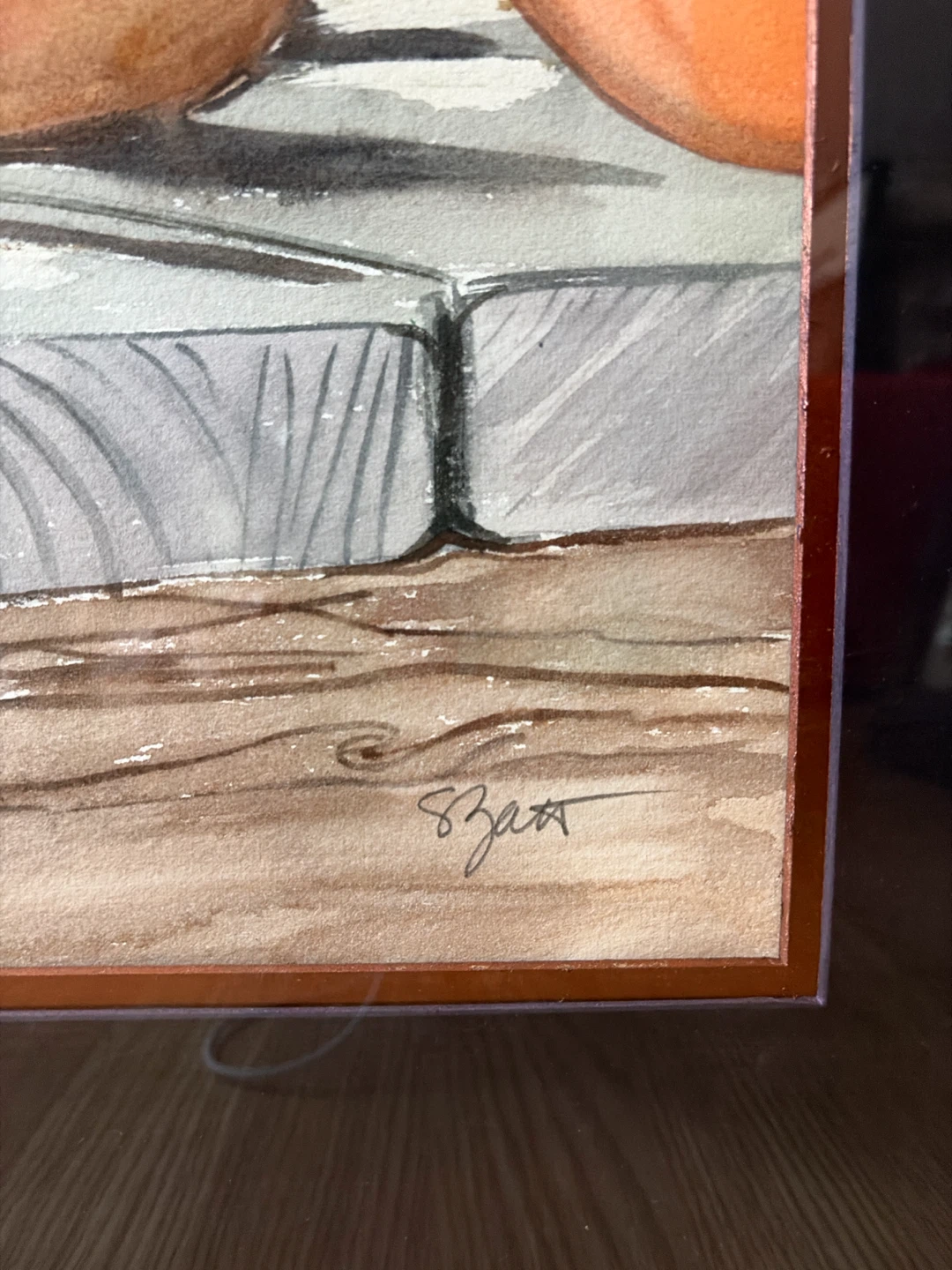 Still Life of Squash & Pumpkins on Wooden Surface  (Signed) - photo 5