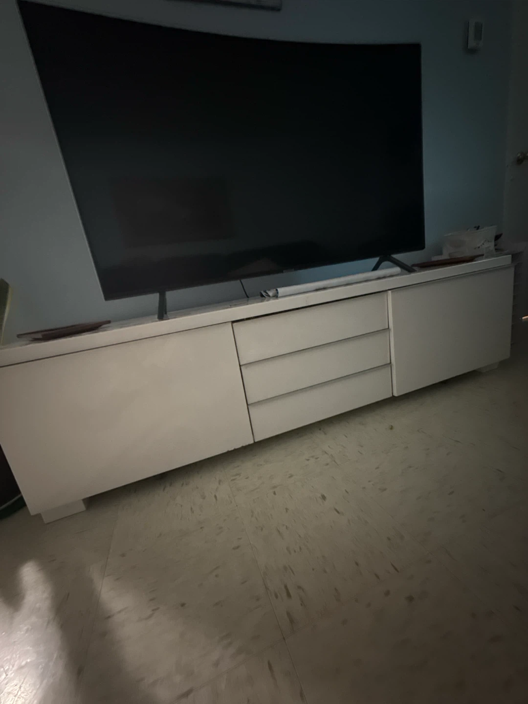 White Media Console with Drawers