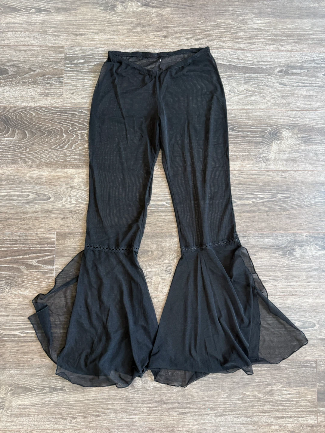 Black Mesh Flare Pants size medium
