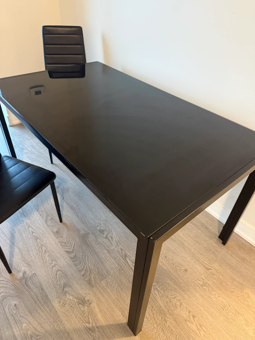 Black Glass Dining Table with 6 Chairs - photo 3