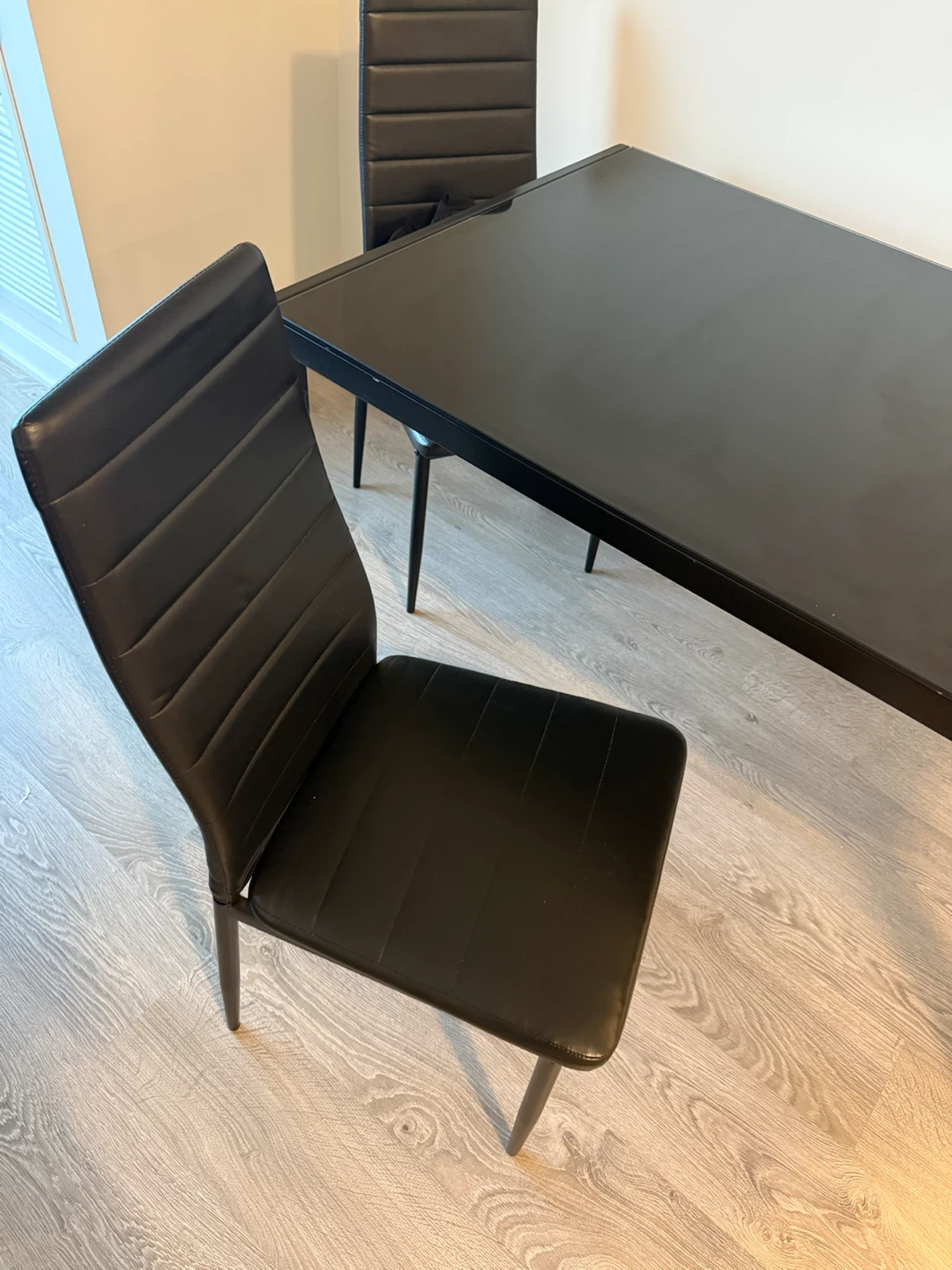 Black Glass Dining Table with 6 Chairs - photo 4