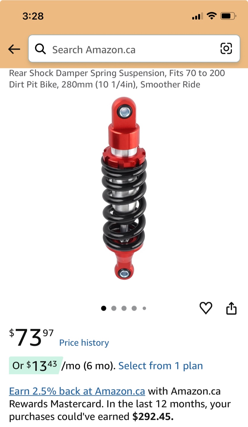 Red Rear Shock Damper Spring Suspension for Dirt Pit Bike