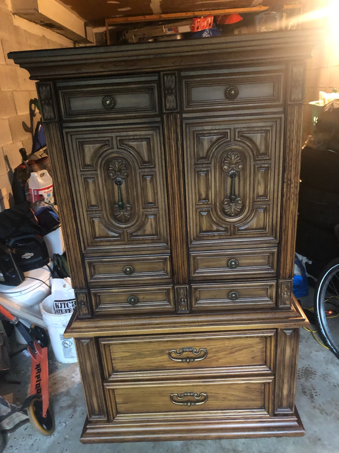 Vintage Wooden Armoire Dresser