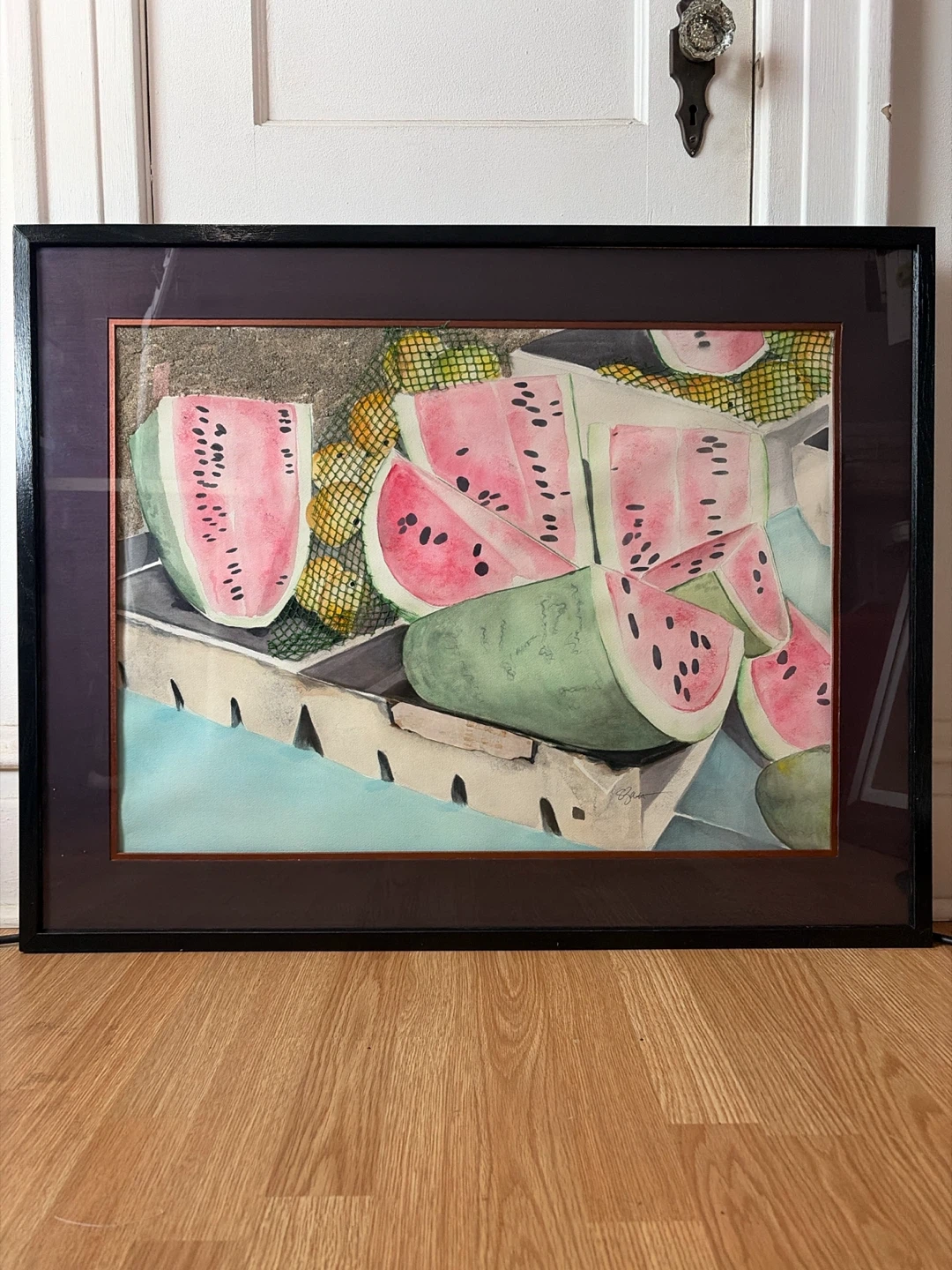 Still Life of Assorted Fruits by the Beach (Signed)
