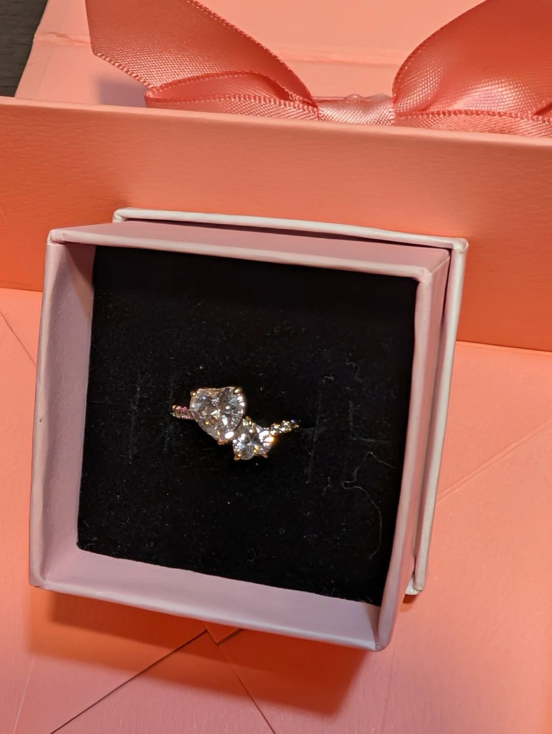Pandora Double Heart Sparkling Ring - photo 2