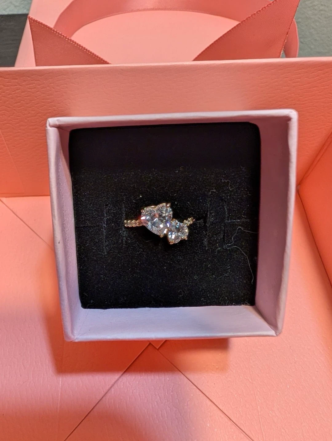 Pandora Double Heart Sparkling Ring - photo 4