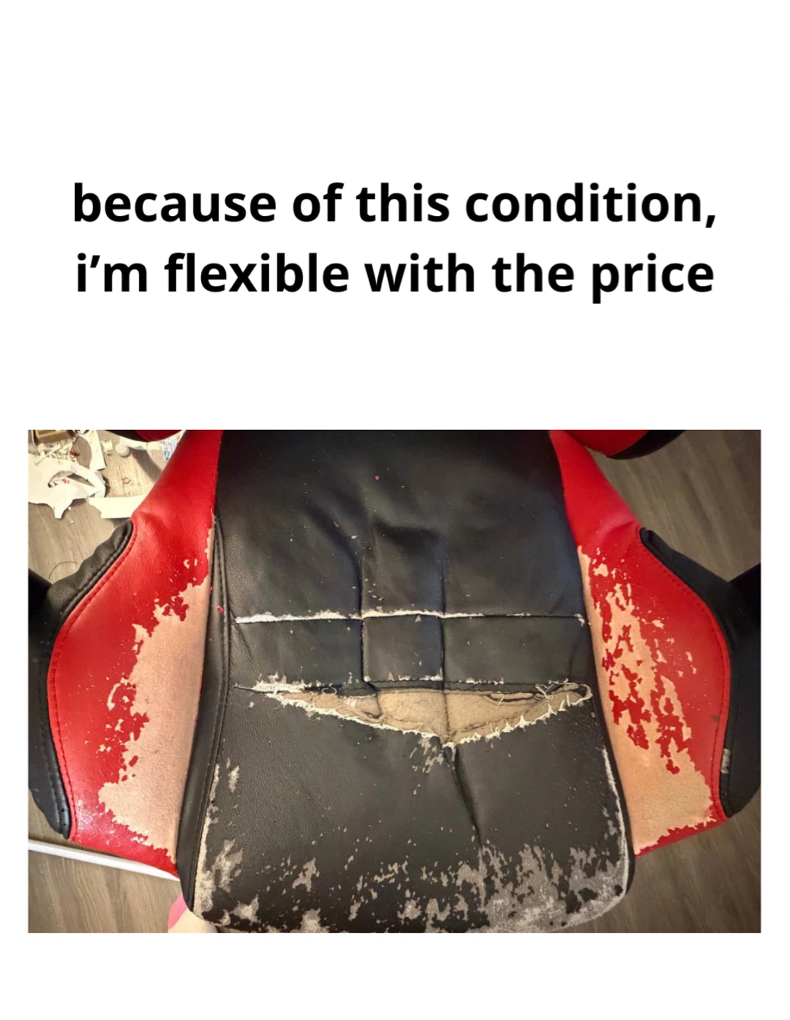 Red & Black Gaming Chair - Worn Condition - photo 3