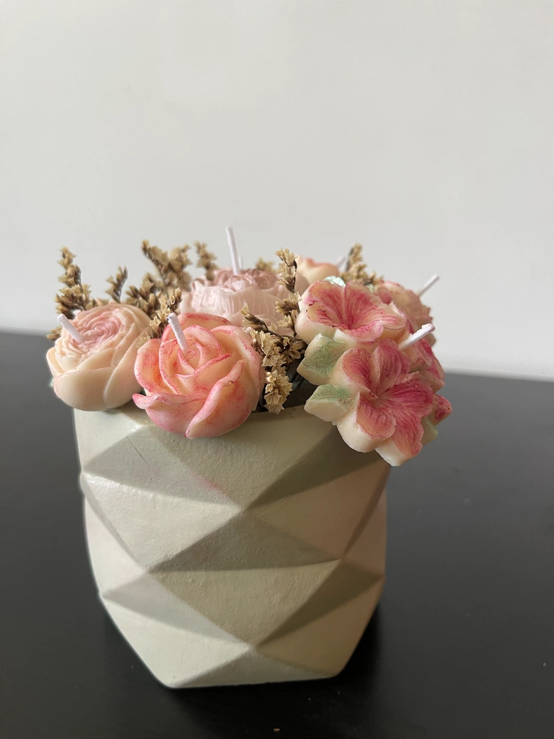 Floral Scented Candle in Geometric Pot - photo 3