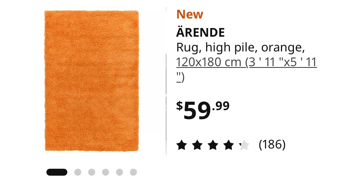 IKEA ÄRENDE High Pile Rug - Orange - photo 2