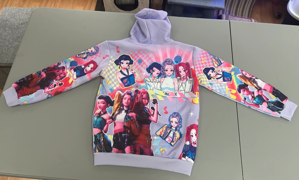 K-pop Demon Hunter Graphic Zip-Up Hoodie Size 7/8 - photo 2