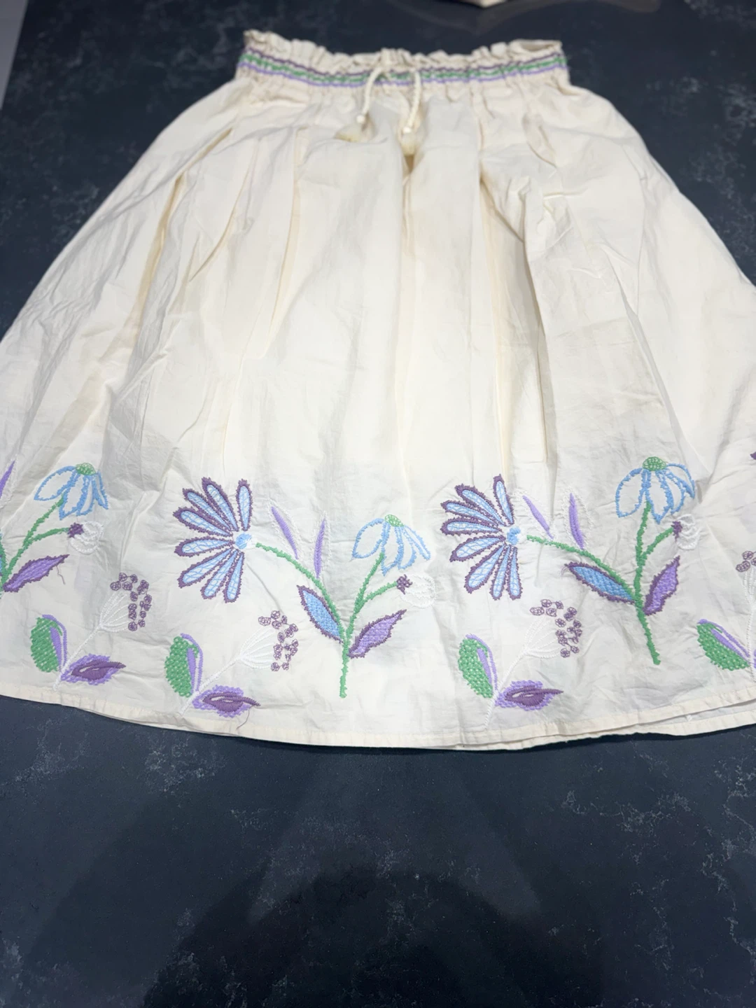 ZARA Kids Cream Embroidered Skirt Size 11-12 Years