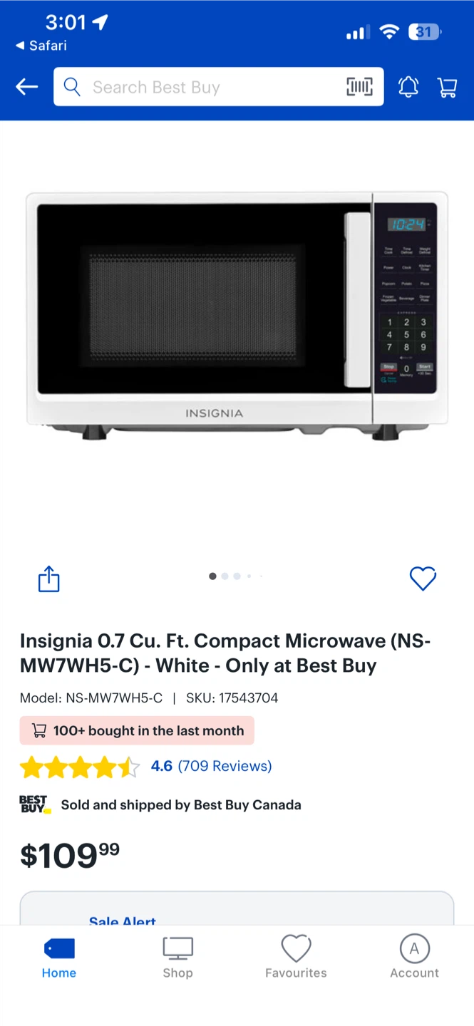 Insignia 0.7 Cu. Ft. Compact Microwave - White - photo 3