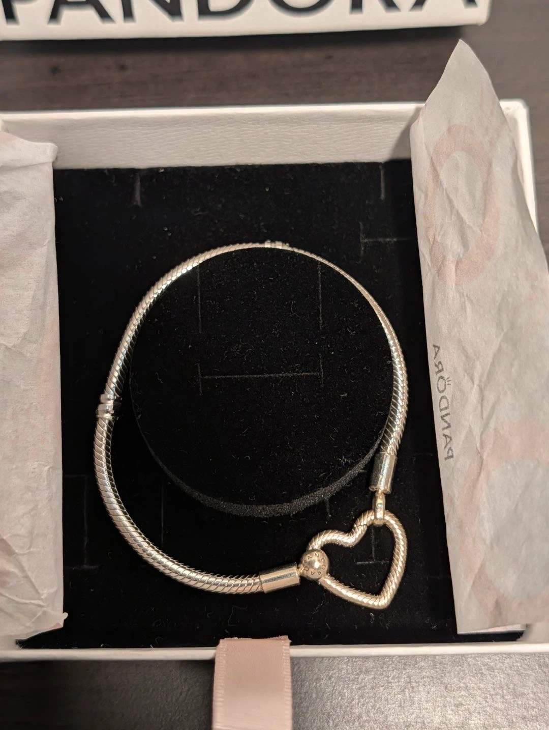 Pandora Heart Closure Snake Chain Bracelet Sterling Silver - photo 2