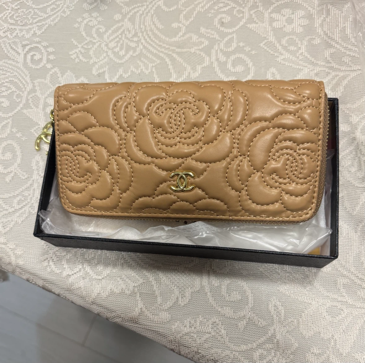 Premium Zip Around Wallet Beige