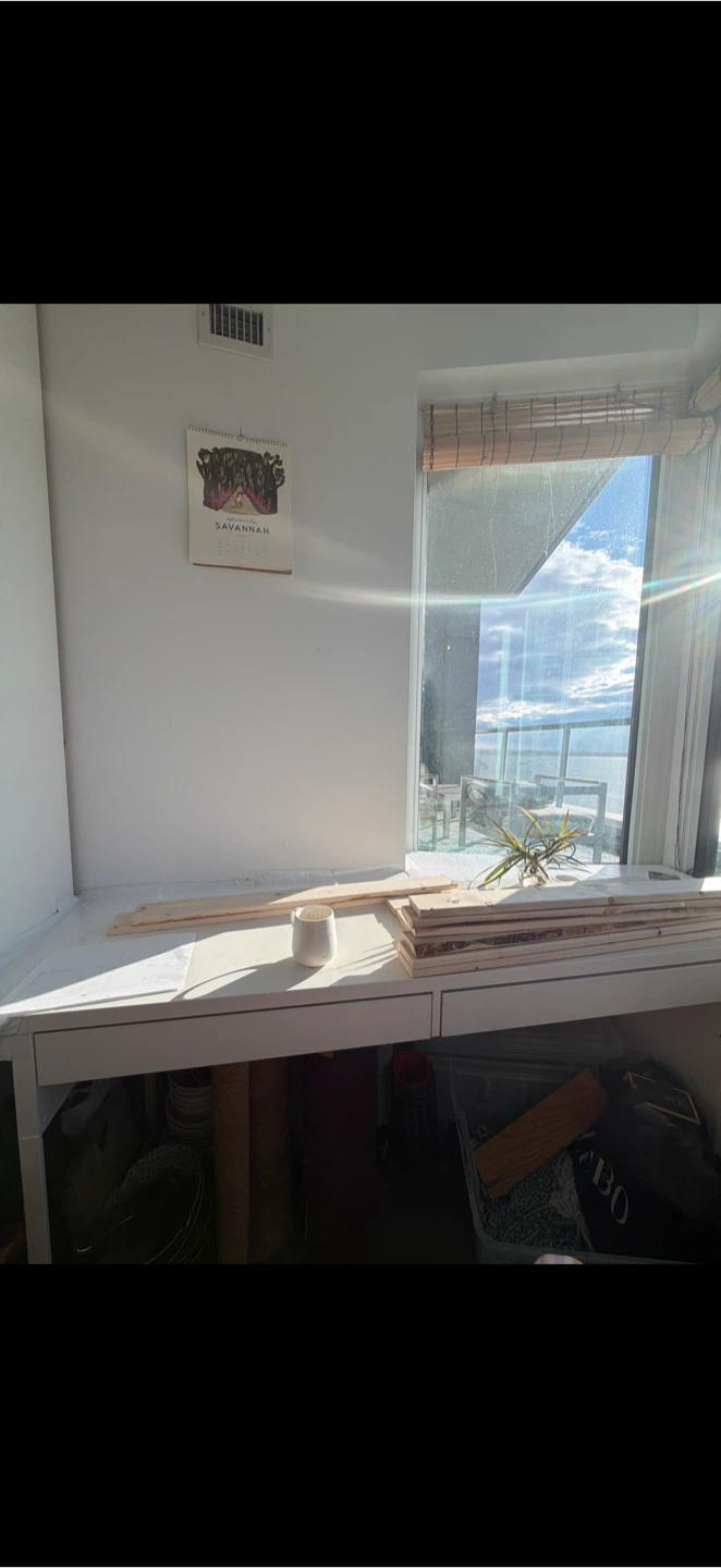 Modern white IKEA MICKE desk