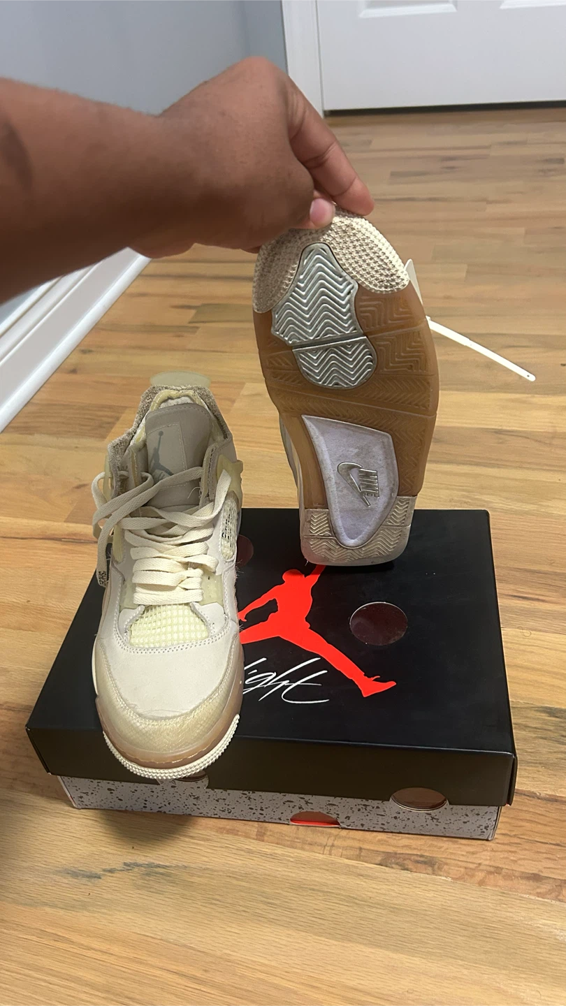 Air Jordan 4 x Off-White "Sail" Sneakers - photo 4