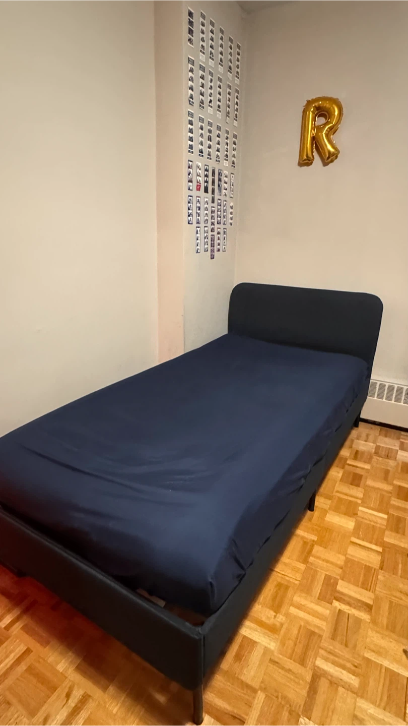 IKEA SLATTUM Twin Upholstered Bed Frame + Mattress