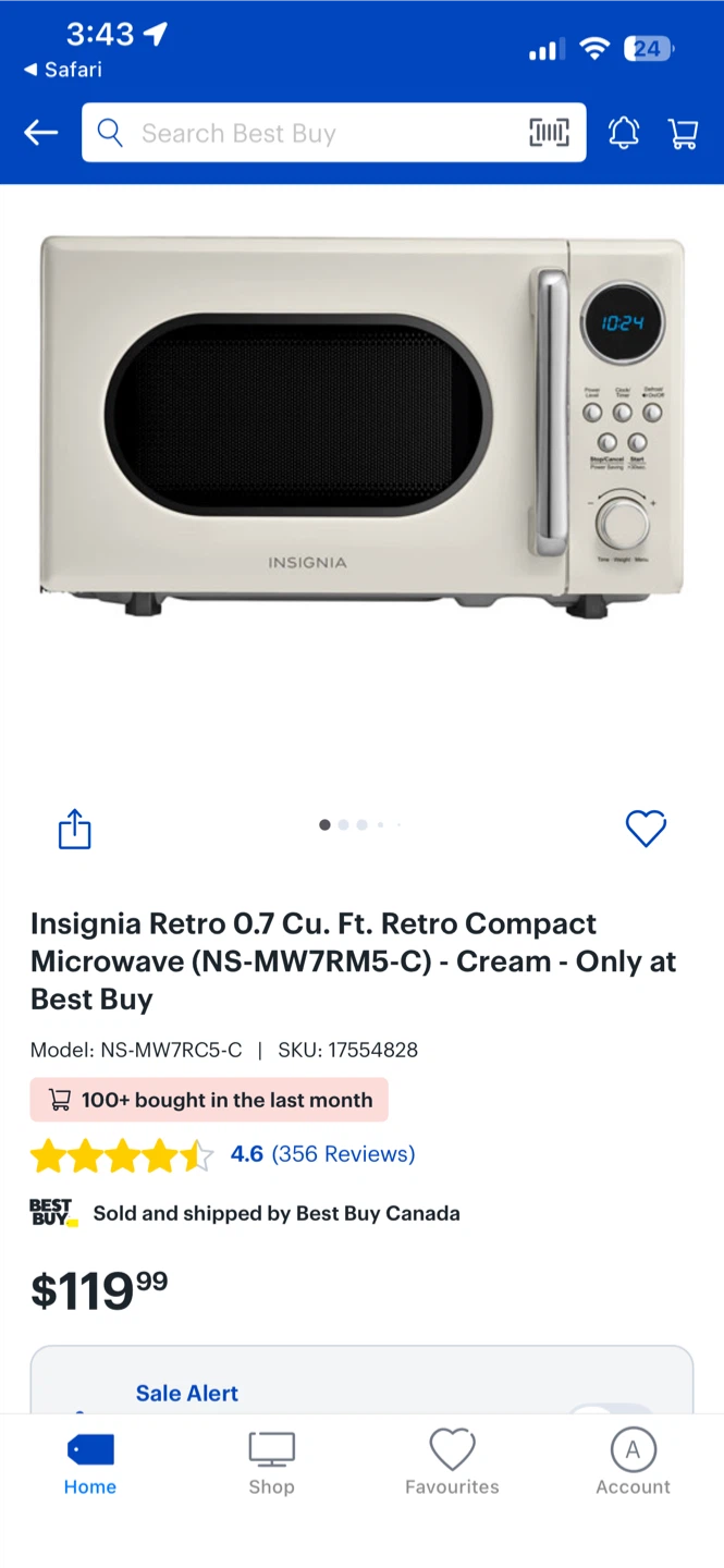 Insignia Retro 0.7 Cu. Ft. Compact Microwave - Cream - photo 2