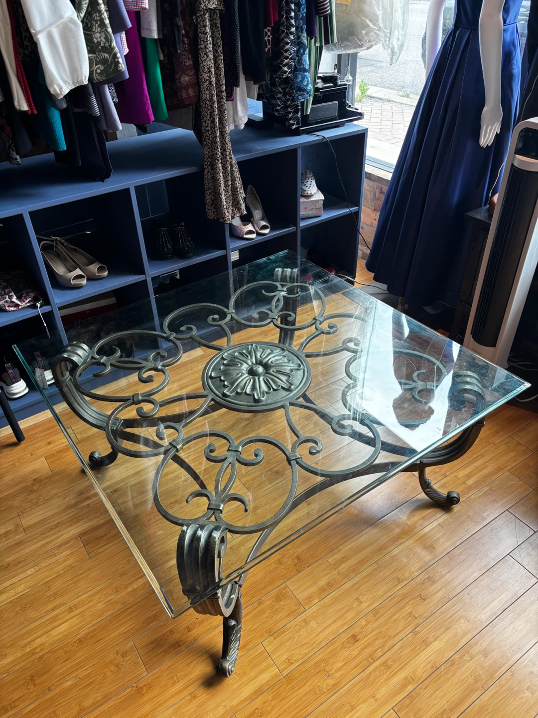 Ornate Metal & Glass Coffee Table