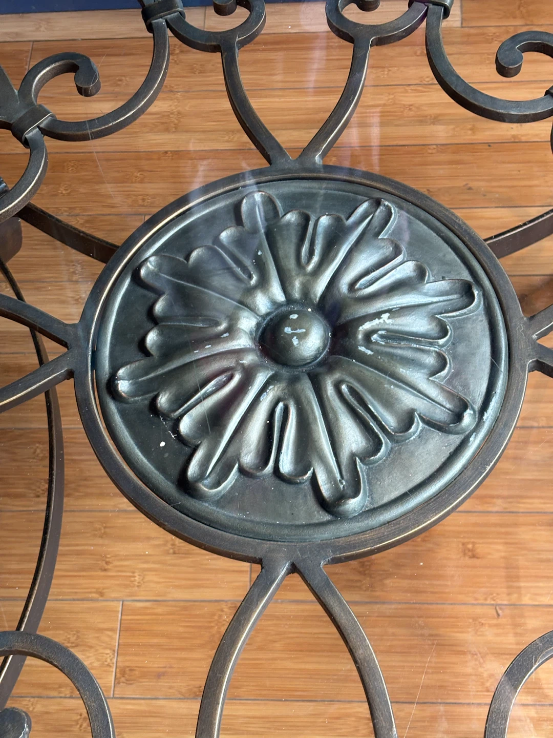 Ornate Metal & Glass Coffee Table - photo 4