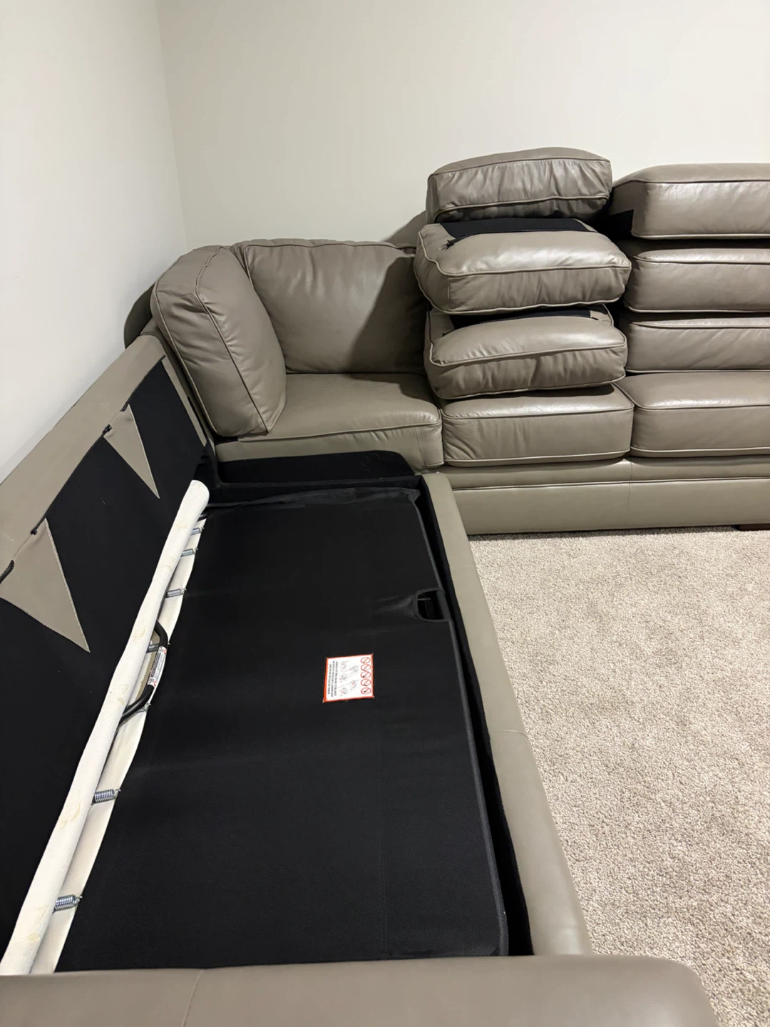 Grey Leather Sectional Sofa with Pull-Out Bed - photo 4