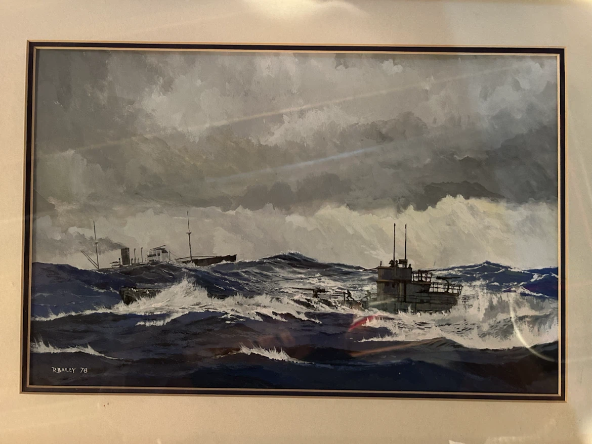 R. Bailey Framed Paintings of Warships in Stormy Seas (1978) - photo 2