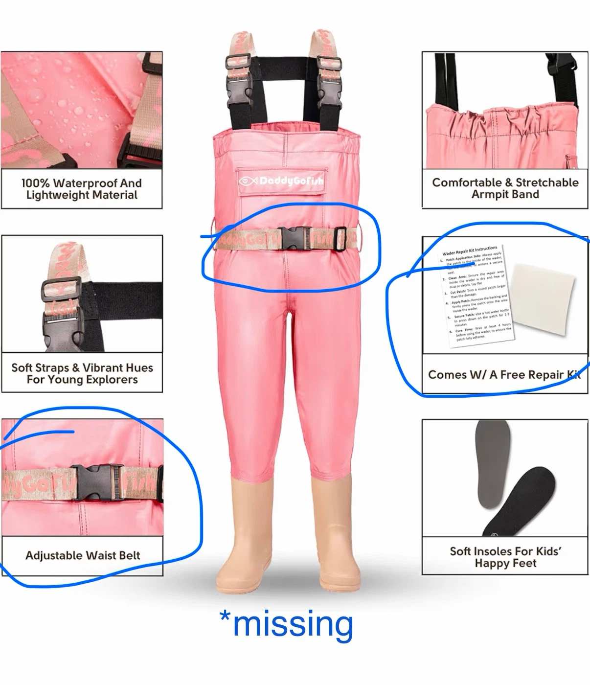 New DaddyGoFish Chest Waders for Teens (Ages 13-14)