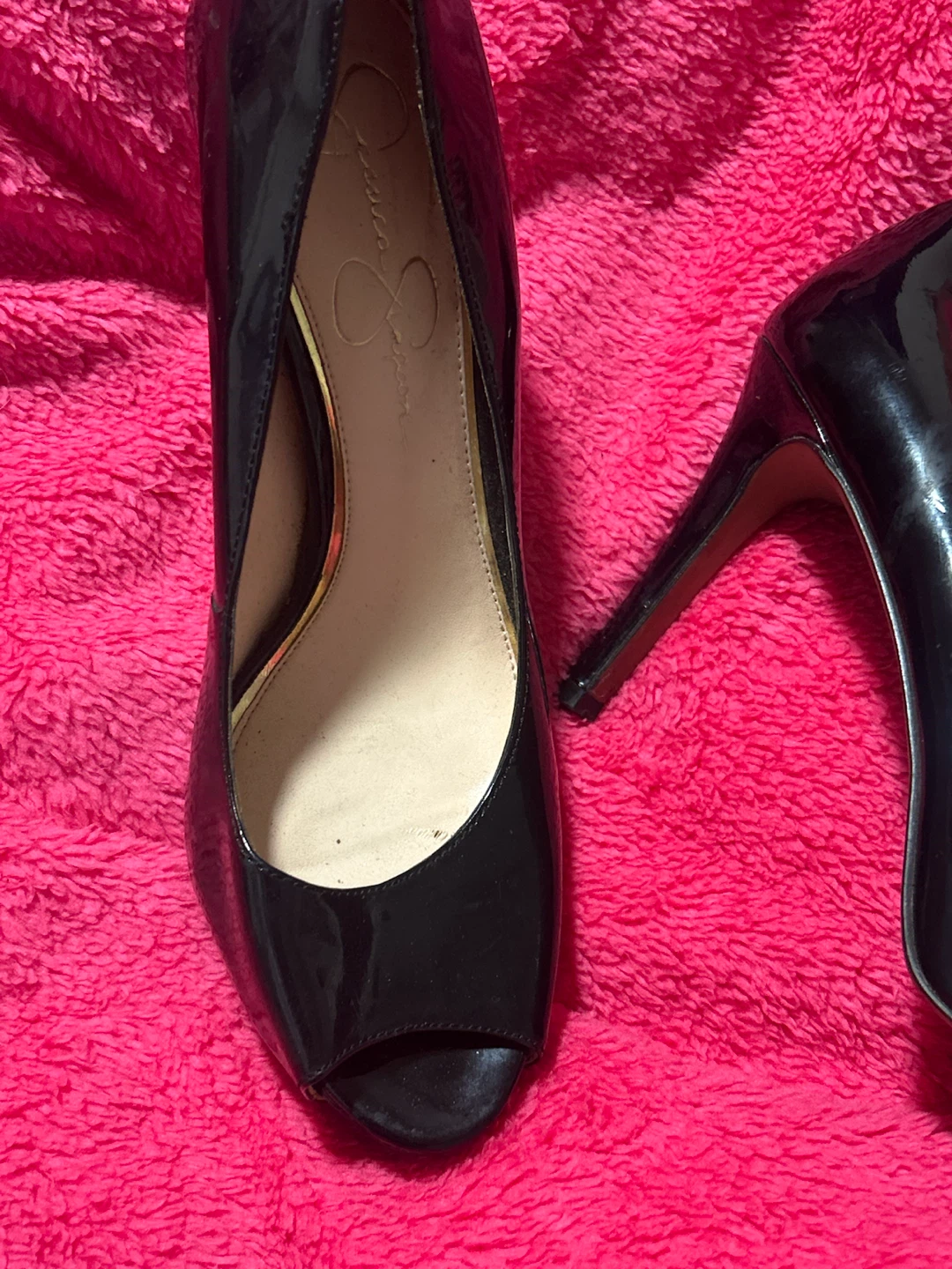 Jessica Simpson Black Patent Peep-Toe Heels - photo 2