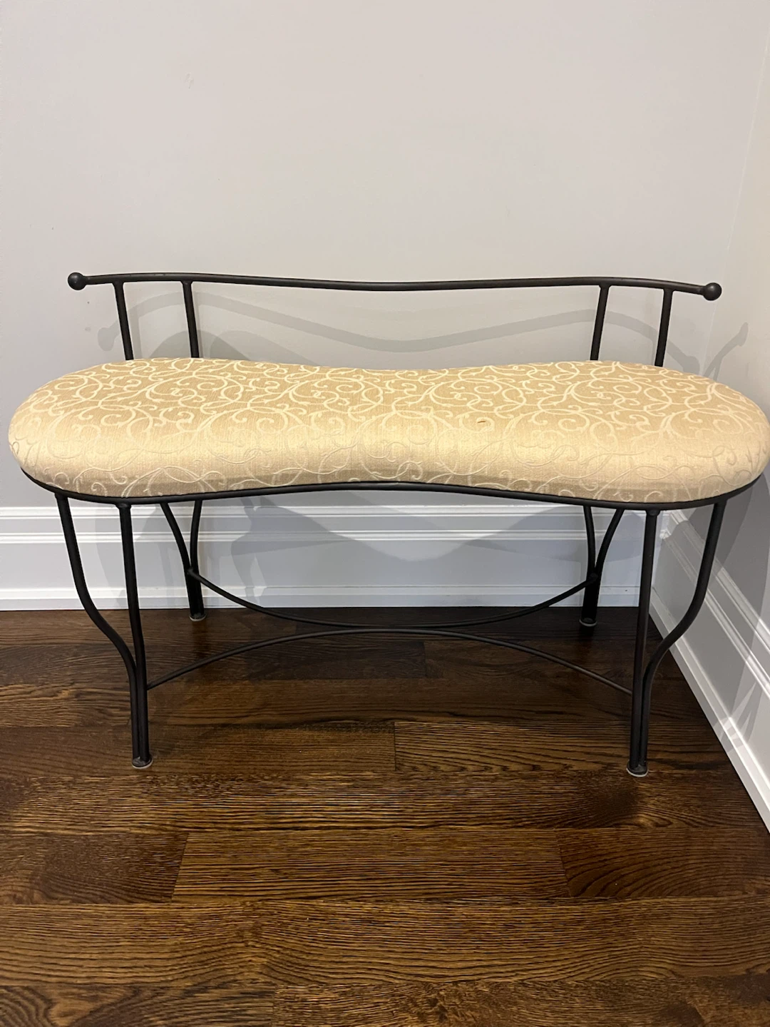 Metal Bench with upholstered cushion seat