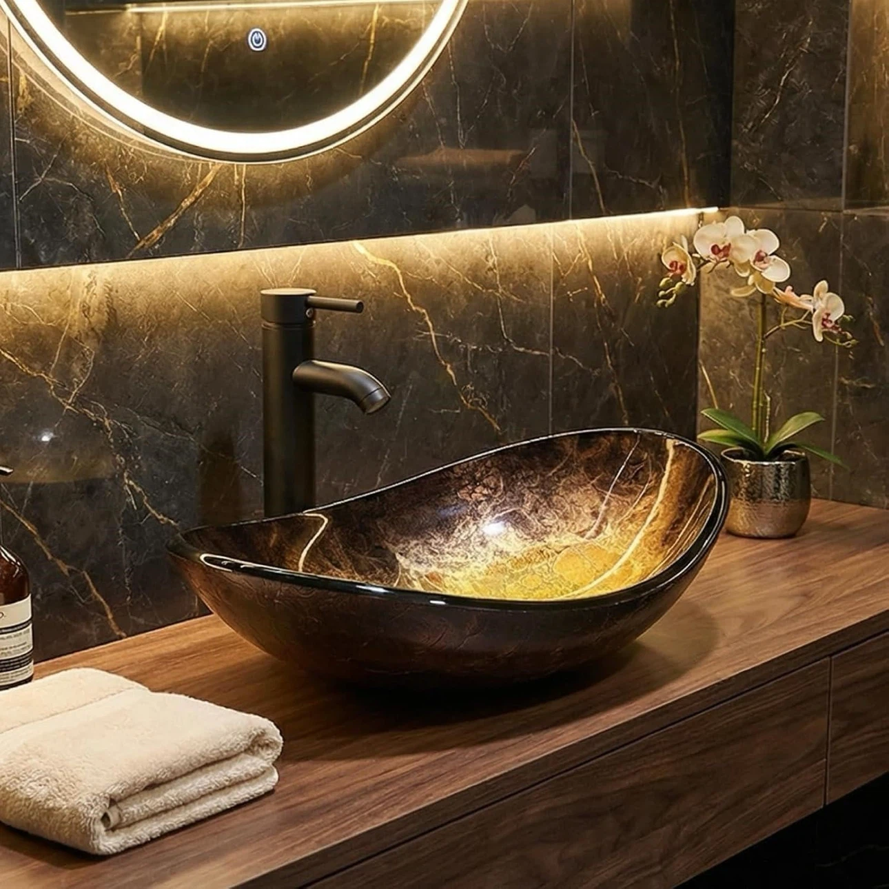 NEW 21x13 Glass Vessel Sink Set (Sink+Faucet+Drain) $89