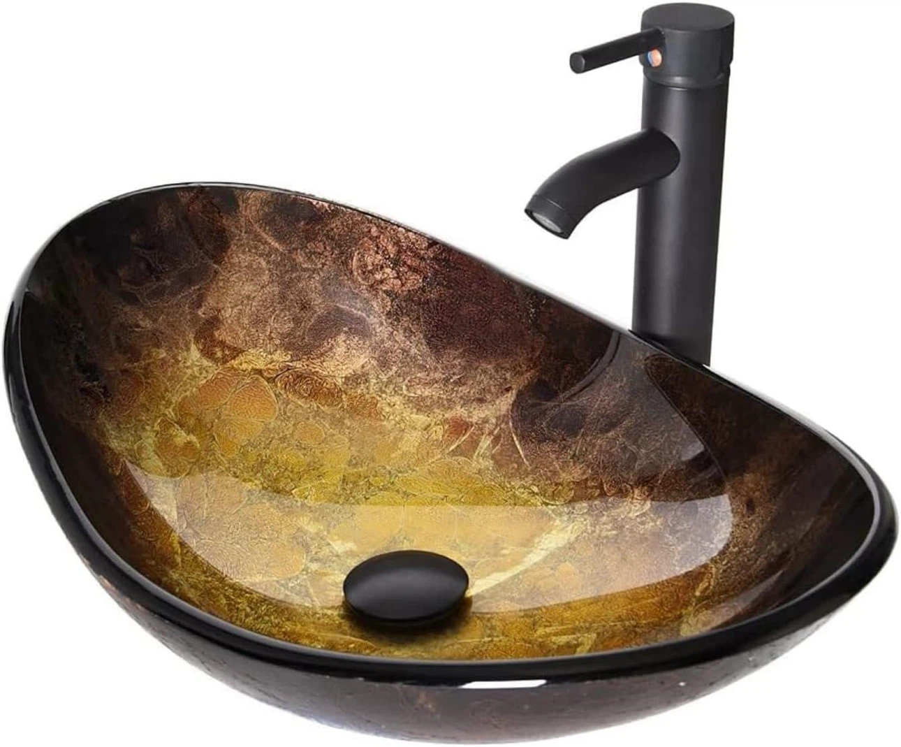 NEW 21x13 Glass Vessel Sink Set (Sink+Faucet+Drain) $89 - photo 3