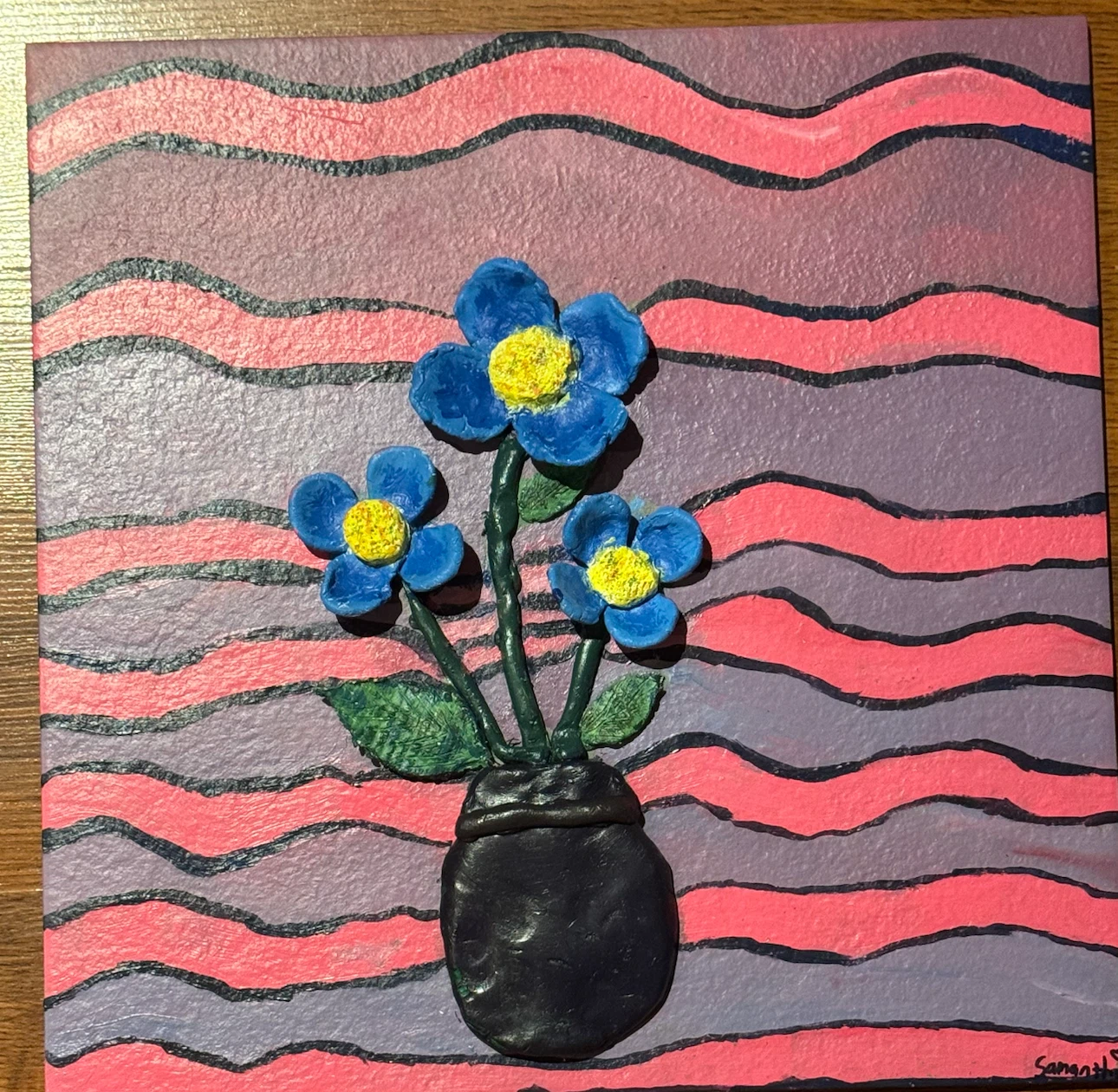 Handmade Flower Art tile