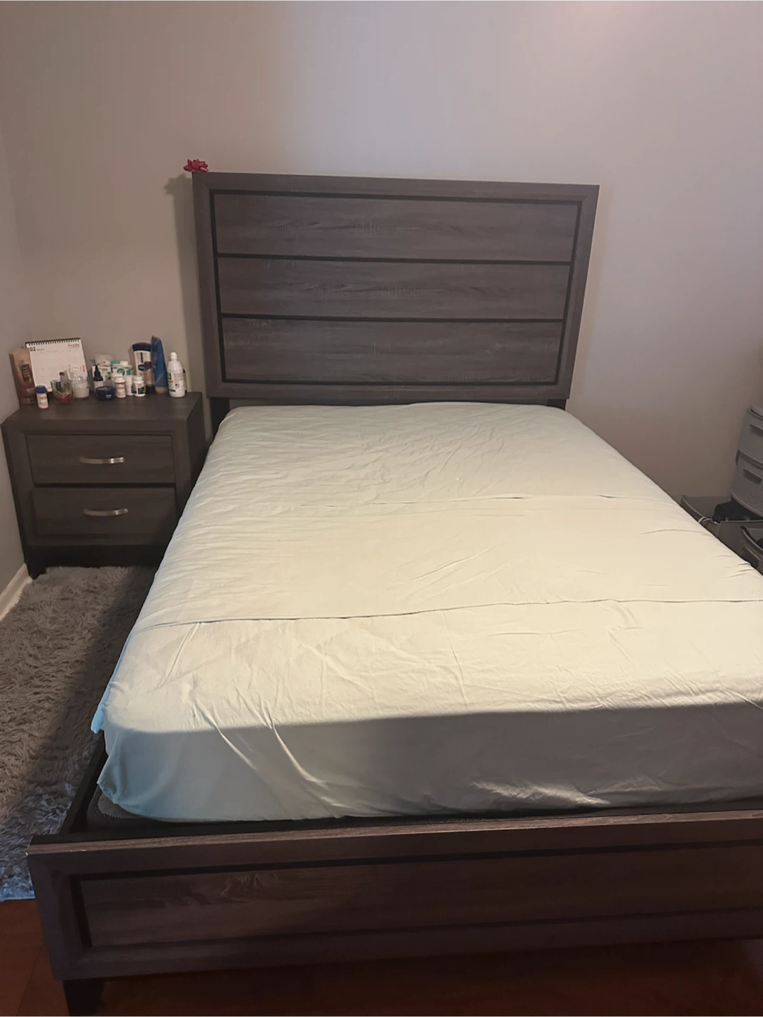 Gray Full Bed Frame with Headboard