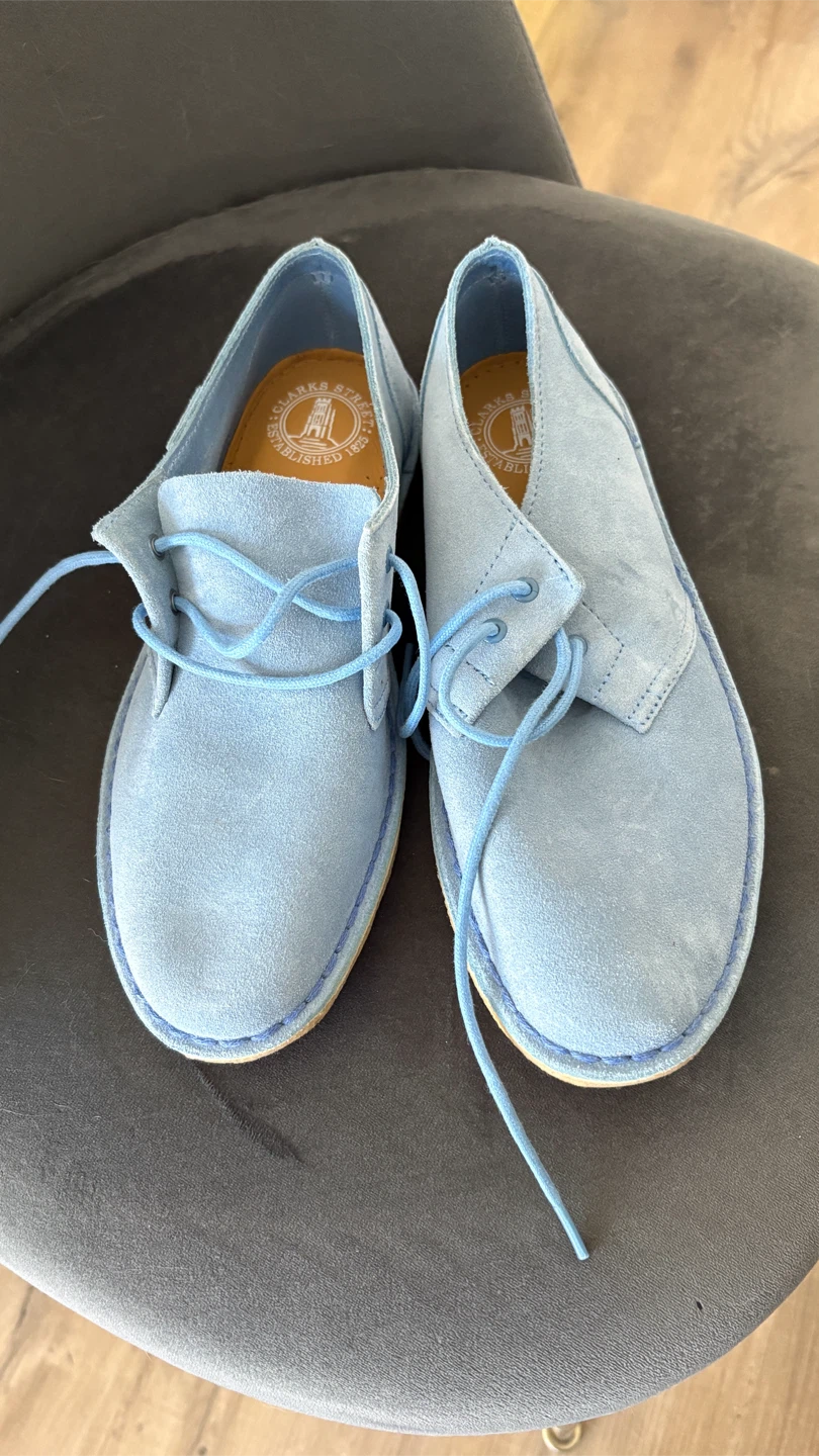 Clarks Originals Suede Desert Boots - Light Blue