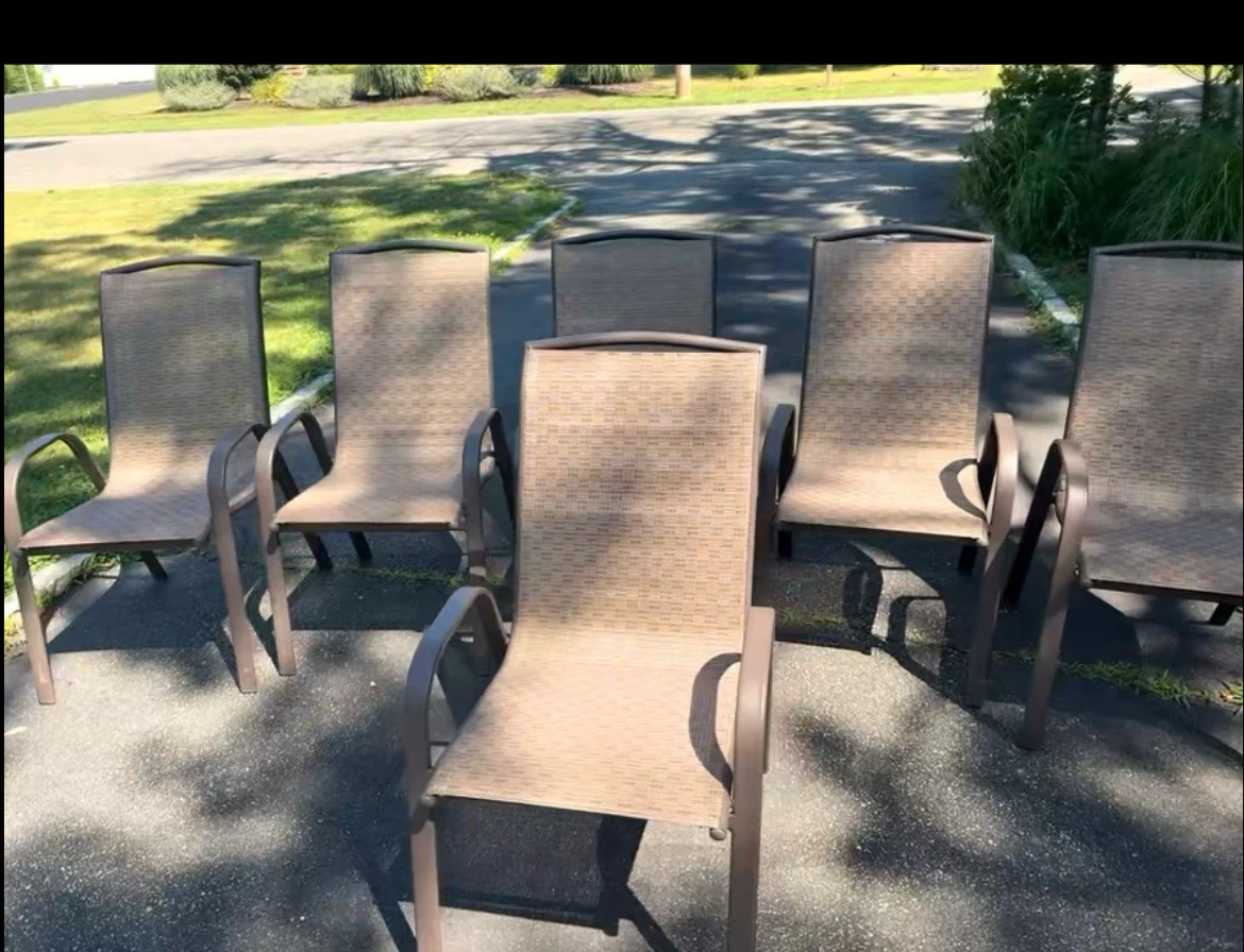 Set of 6 Outdoor Sling Dining Chairs - photo 3